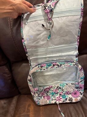 Vera Wang Floral Hanging Cosmetic Bag in Pink & Teal